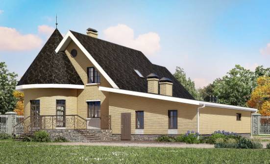 250-001-Л Проект двухэтажного дома с мансардой и гаражом, простой загородный дом из теплоблока Павлово | Проекты домов от House Expert