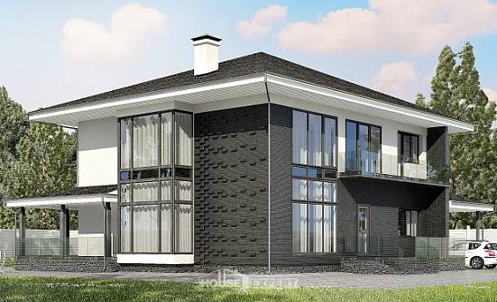 245-002-П Проект двухэтажного дома и гаражом, средний дом из поризованных блоков Лысково | Проекты домов от House Expert