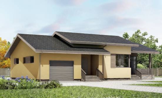 135-002-Л Проект одноэтажного дома и гаражом, недорогой дом из газосиликатных блоков Арзамас | Проекты домов от House Expert