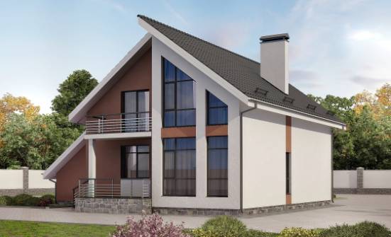 200-007-П Проект двухэтажного дома с мансардой, гараж, простой коттедж из газосиликатных блоков Балахна | Проекты домов от House Expert