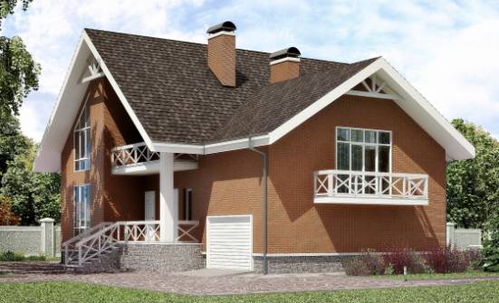 215-001-П Проект двухэтажного дома с мансардой и гаражом, красивый дом из арболита Кулебаки | Проекты домов от House Expert