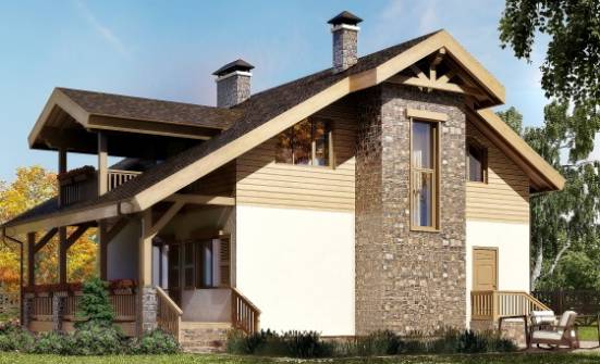 150-004-П Проект двухэтажного дома с мансардой, недорогой коттедж из керамзитобетонных блоков Кстово | Проекты домов от House Expert