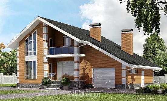190-006-П Проект двухэтажного дома мансардой, гараж, классический домик из блока Нижний Новгород | Проекты домов от House Expert