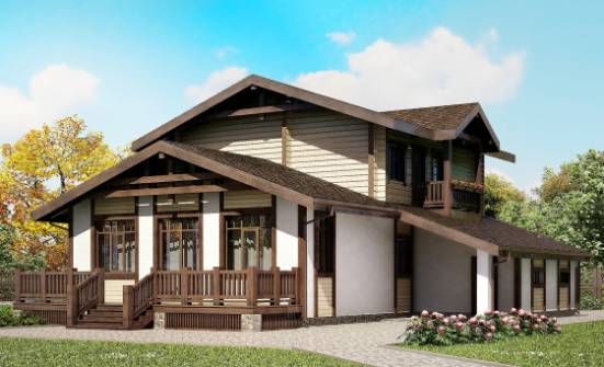 190-004-П Проект двухэтажного дома с мансардой, гараж, простой дом из газобетона из дерева Бор | Проекты домов от House Expert