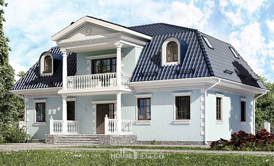 210-004-Л Проект двухэтажного дома с мансардой, средний домик из теплоблока Заволжье | Проекты домов от House Expert