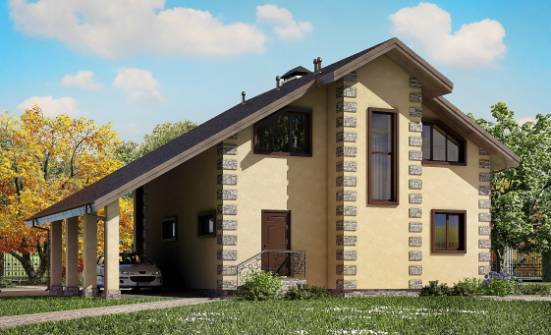 150-003-П Проект двухэтажного дома с мансардой и гаражом, компактный загородный дом из блока Арзамас | Проекты домов от House Expert