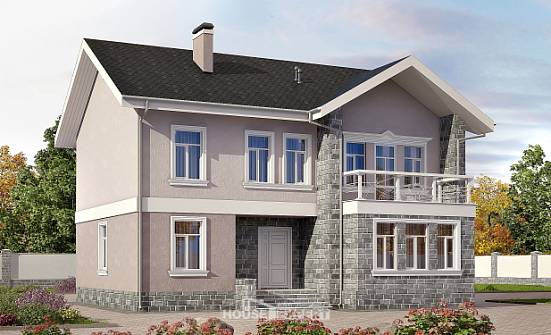 170-008-П Проект двухэтажного дома, компактный коттедж из теплоблока Арзамас | Проекты домов от House Expert