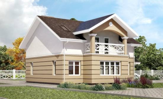 155-009-П Проект двухэтажного дома с мансардным этажом, доступный загородный дом из блока Кулебаки | Проекты домов от House Expert