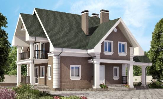 140-003-П Проект двухэтажного дома с мансардой и гаражом, недорогой дом из бризолита Саров | Проекты домов от House Expert