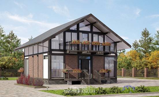 170-007-П Проект двухэтажного дома мансардой, классический коттедж из дерева Нижний Новгород | Проекты домов от House Expert