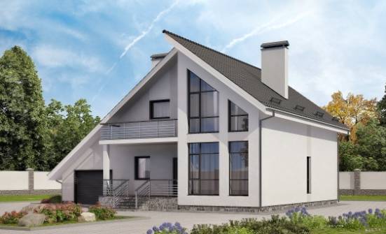 200-007-Л Проект двухэтажного дома с мансардой, гараж, средний загородный дом из арболита Выкса | Проекты домов от House Expert
