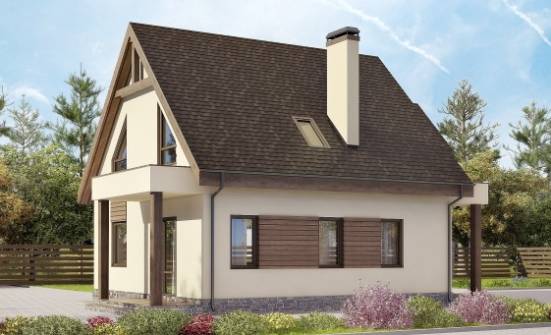 120-005-Л Проект двухэтажного дома с мансардой и гаражом, классический коттедж из арболита Бор | Проекты домов от House Expert
