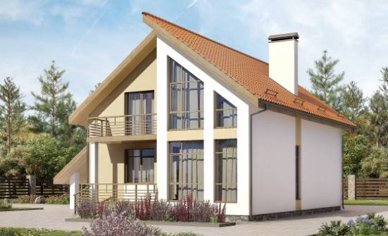 170-009-П Проект двухэтажного дома с мансардным этажом, гараж, небольшой домик из твинблока Бор | Проекты домов от House Expert