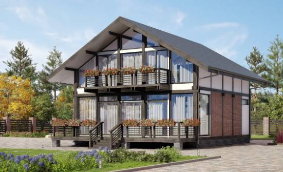 170-007-П Проект двухэтажного дома мансардой, классический коттедж из дерева Нижний Новгород | Проекты домов от House Expert
