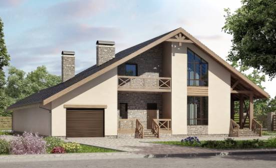 265-001-Л Проект двухэтажного дома с мансардой и гаражом, классический коттедж из газосиликатных блоков Кстово | Проекты домов от House Expert