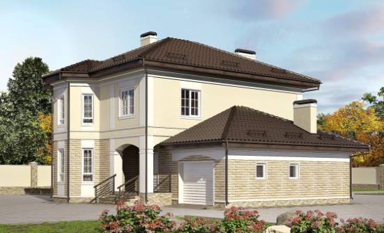 220-007-П Проект двухэтажного дома и гаражом, классический загородный дом из кирпича Павлово | Проекты домов от House Expert
