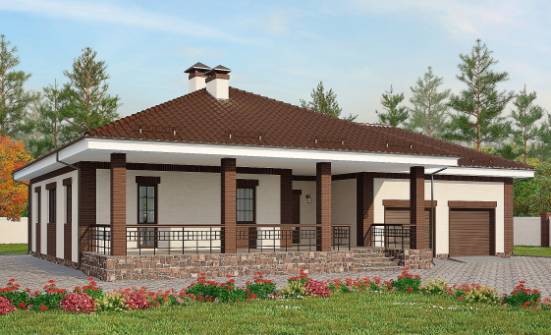 160-015-П Проект одноэтажного дома и гаражом, классический домик из газосиликатных блоков Саров | Проекты домов от House Expert