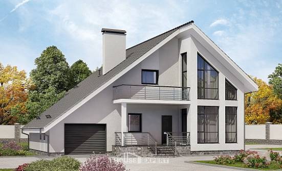 200-007-Л Проект двухэтажного дома с мансардой, гараж, средний загородный дом из арболита Выкса | Проекты домов от House Expert