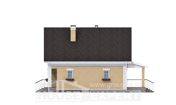 130-004-П Проект двухэтажного дома с мансардным этажом, скромный коттедж из пеноблока, Городец