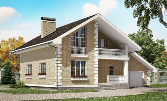 190-005-П Проект двухэтажного дома с мансардой, гараж, средний дом из газосиликатных блоков, Заволжье