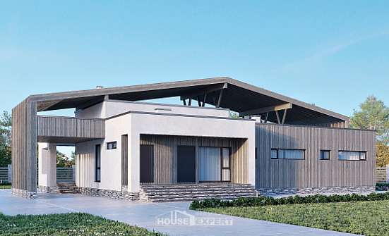 170-011-Л Проект одноэтажного дома, экономичный коттедж из кирпича Арзамас | Проекты одноэтажных домов от House Expert