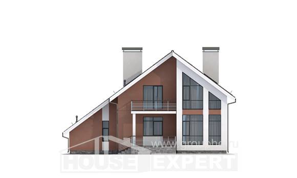 200-007-П Проект двухэтажного дома с мансардой, гараж, простой загородный дом из газобетона, Балахна