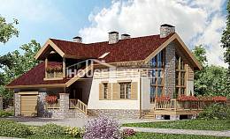 165-002-П Проект двухэтажного дома с мансардным этажом и гаражом, классический загородный дом из твинблока Кулебаки, House Expert