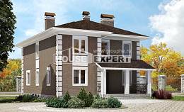 185-002-П Проект двухэтажного дома, небольшой коттедж из газобетона Бор, House Expert