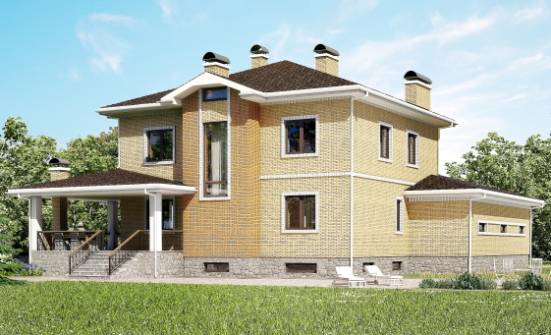 350-002-Л Проект трехэтажного дома и гаражом, современный загородный дом из кирпича, Нижний Новгород