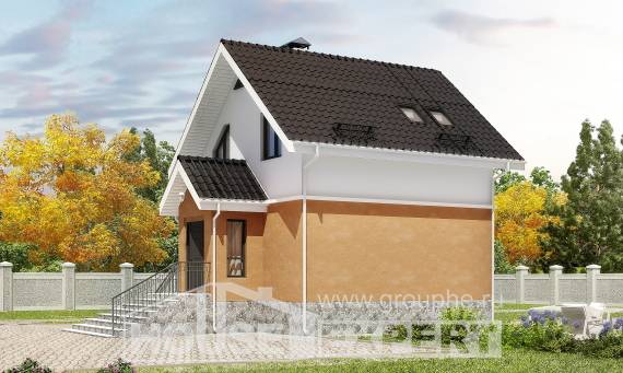 100-005-Л Проект двухэтажного дома с мансардным этажом, уютный загородный дом из теплоблока, Лысково
