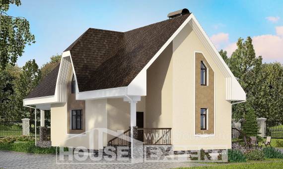 125-001-Л Проект двухэтажного дома мансардой, доступный коттедж из блока Павлово, House Expert