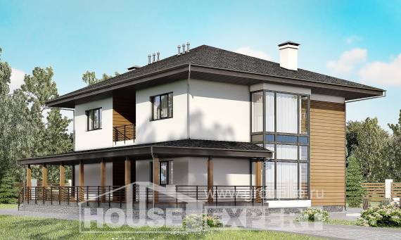 245-001-П Проект двухэтажного дома, средний загородный дом из бризолита, Лысково