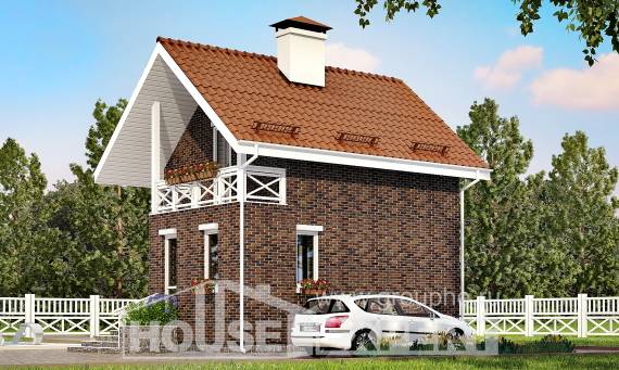 045-001-Л Проект двухэтажного дома с мансардой, маленький домик из теплоблока Богородск, House Expert