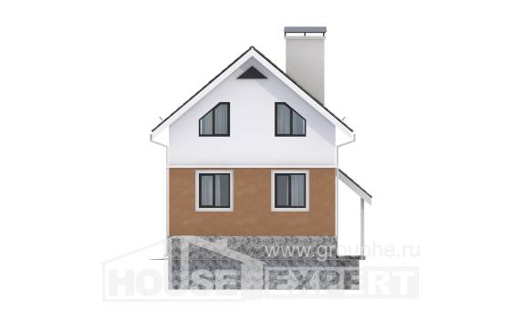 100-005-Л Проект двухэтажного дома мансардой, небольшой коттедж из теплоблока, Городец