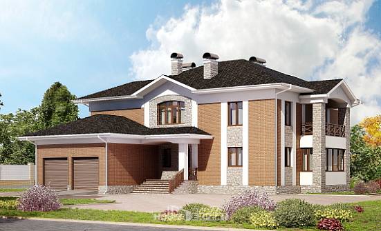520-002-Л Проект трехэтажного дома и гаражом, классический дом из бризолита Бор | Проекты домов от House Expert