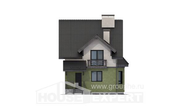 120-003-П Проект двухэтажного дома мансардный этаж, бюджетный коттедж из поризованных блоков Павлово, House Expert