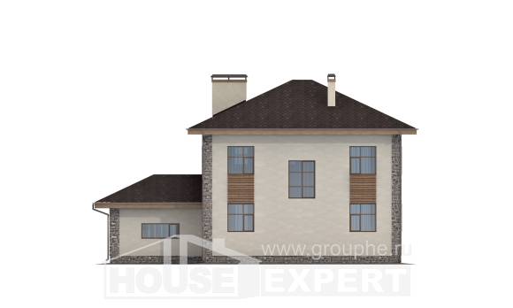185-004-П Проект двухэтажного дома и гаражом, средний коттедж из газобетона, Балахна
