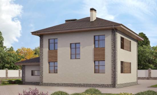 185-004-П Проект двухэтажного дома и гаражом, просторный дом из керамзитобетонных блоков, Кстово