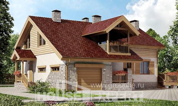 165-002-П Проект двухэтажного дома с мансардным этажом, гараж, экономичный домик из газобетона Арзамас, House Expert