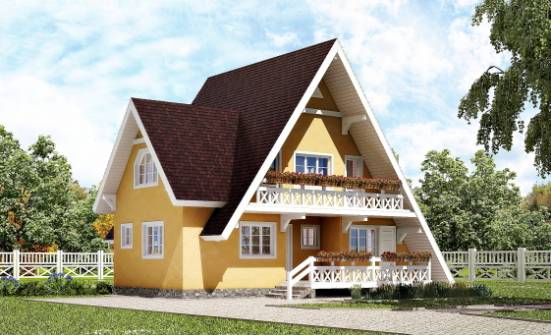 155-008-П Проект двухэтажного дома мансардный этаж, уютный дом из дерева, Городец
