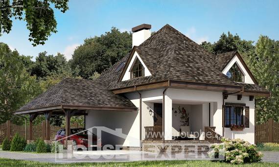 110-002-Л Проект двухэтажного дома мансардой и гаражом, бюджетный домик из бризолита Урень, House Expert