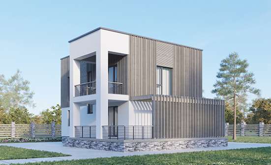 150-017-П Проект двухэтажного дома, современный коттедж из газобетона, Городец