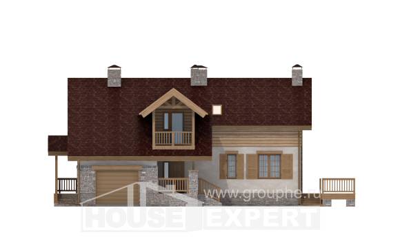 165-002-П Проект двухэтажного дома мансардный этаж и гаражом, скромный коттедж из твинблока Саров, House Expert