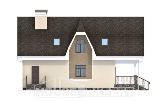 125-001-Л Проект двухэтажного дома мансардой, уютный домик из пеноблока Лысково, House Expert