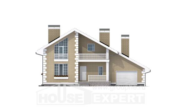 190-005-П Проект двухэтажного дома с мансардным этажом, гараж, просторный домик из твинблока, Балахна