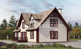 300-008-Л Проект двухэтажного дома с мансардным этажом и гаражом, просторный коттедж из арболита, Богородск