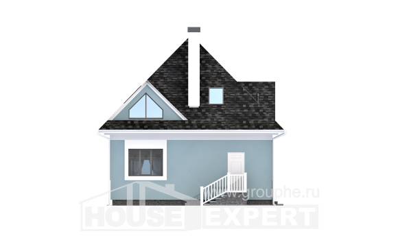 110-001-Л Проект двухэтажного дома мансардой, бюджетный домик из пеноблока Выкса, House Expert
