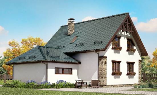 160-005-П Проект двухэтажного дома, гараж, классический загородный дом из арболита, Нижний Новгород