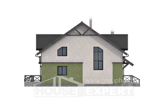 120-003-П Проект двухэтажного дома с мансардой, классический коттедж из газобетона Бор, House Expert
