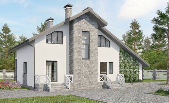180-017-Л Проект двухэтажного дома мансардой и гаражом, классический домик из газобетона Бор | Проекты домов от House Expert